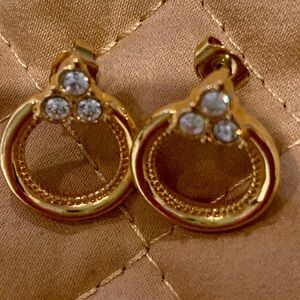 Elegant Gold tone Earrings with Crystal Accents